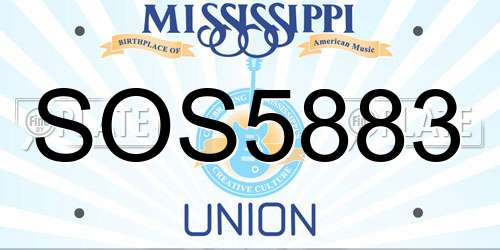 SOS5883 Mississippi License Plate