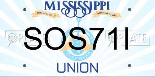 SOS71I Mississippi License Plate