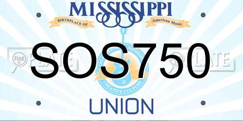 SOS750 Mississippi License Plate