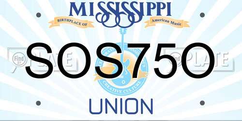 SOS75O Mississippi License Plate