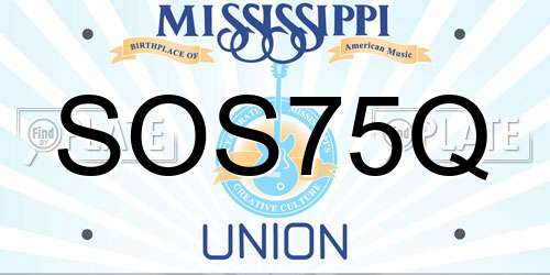 SOS75Q Mississippi License Plate