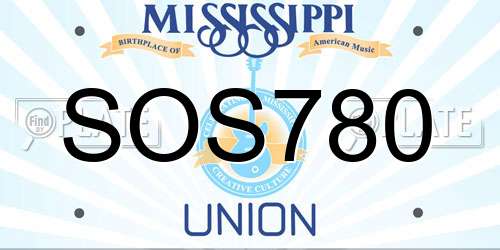 SOS780 Mississippi License Plate