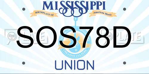 SOS78D Mississippi License Plate