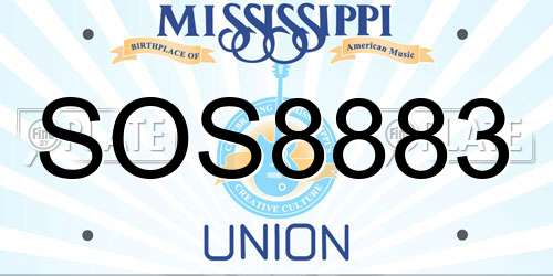 SOS8883 Mississippi License Plate