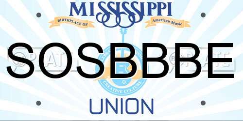 SOSBBBE Mississippi License Plate
