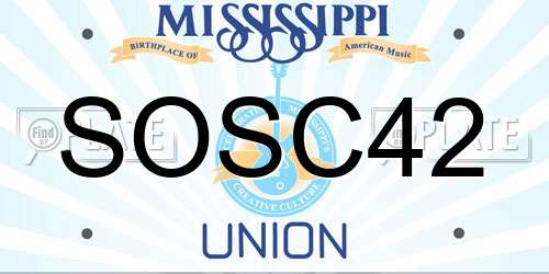 SOSC42 Mississippi License Plate