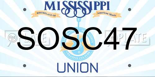 SOSC47 Mississippi License Plate