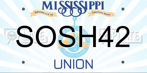 SOSH42 Mississippi License Plate