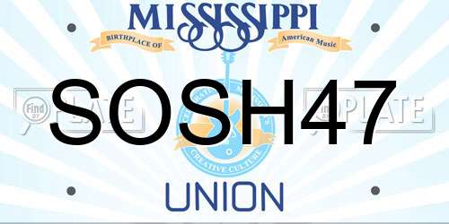 SOSH47 Mississippi License Plate