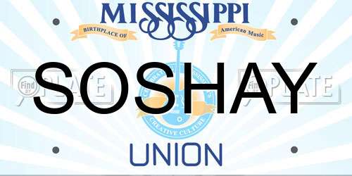 SOSHAY Mississippi License Plate
