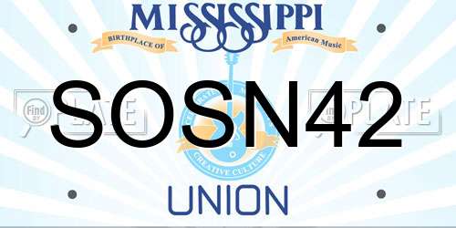 SOSN42 Mississippi License Plate