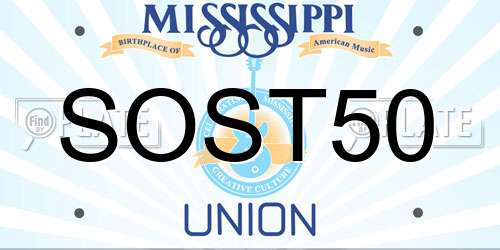 SOST50 Mississippi License Plate