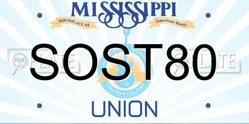 SOST80 Mississippi License Plate