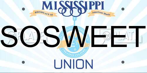 SOSWEET Mississippi License Plate