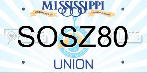 SOSZ80 Mississippi License Plate