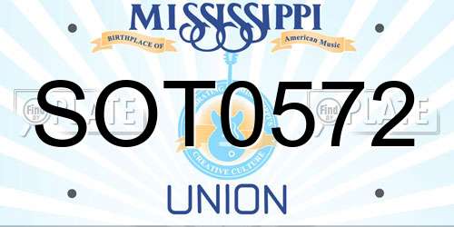 SOT0572 Mississippi License Plate