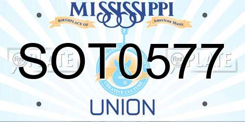 SOT0577 Mississippi License Plate