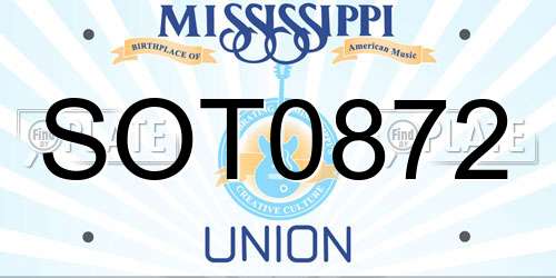 SOT0872 Mississippi License Plate