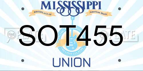 SOT455 Mississippi License Plate