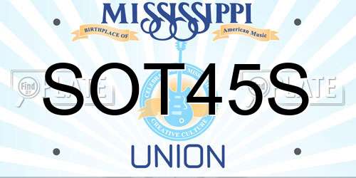 SOT45S Mississippi License Plate