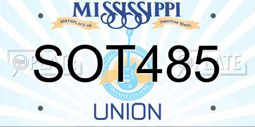 SOT485 Mississippi License Plate