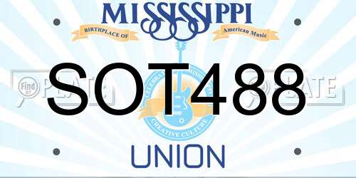 SOT488 Mississippi License Plate