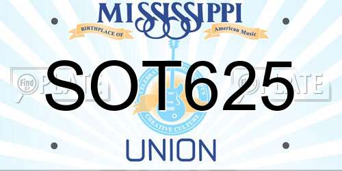 SOT625 Mississippi License Plate