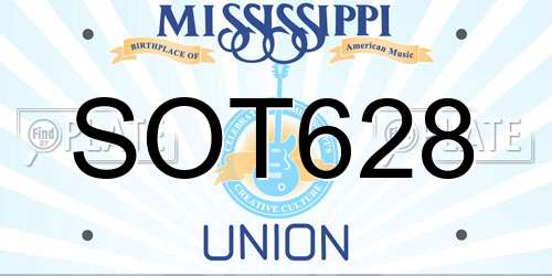 SOT628 Mississippi License Plate