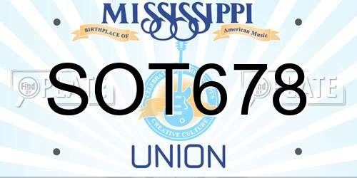 SOT678 Mississippi License Plate