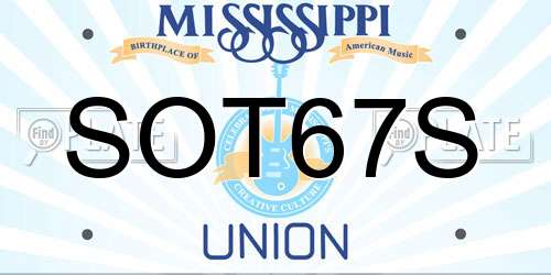 SOT67S Mississippi License Plate