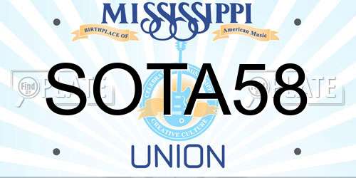SOTA58 Mississippi License Plate