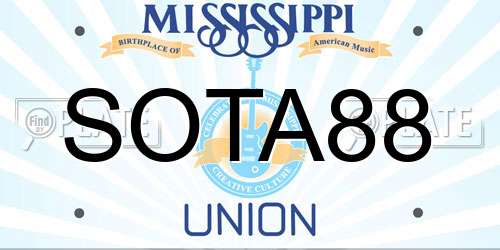 SOTA88 Mississippi License Plate