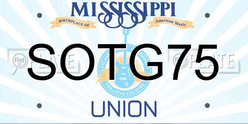 SOTG75 Mississippi License Plate