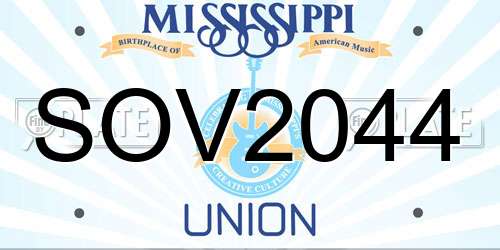 SOV2044 Mississippi License Plate