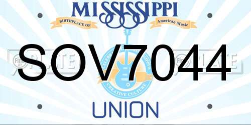 SOV7044 Mississippi License Plate