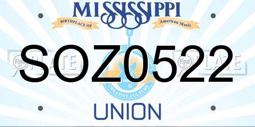 SOZ0522 Mississippi License Plate
