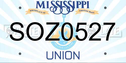 SOZ0527 Mississippi License Plate