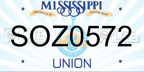 SOZ0572 Mississippi License Plate