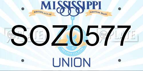 SOZ0577 Mississippi License Plate