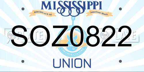 SOZ0822 Mississippi License Plate