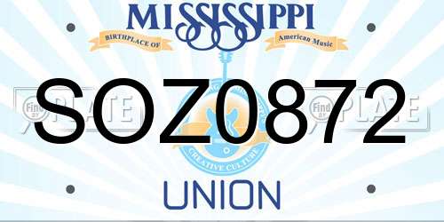 SOZ0872 Mississippi License Plate