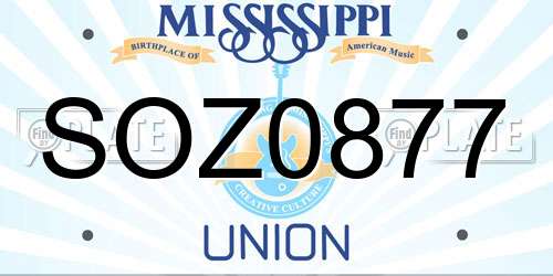 SOZ0877 Mississippi License Plate