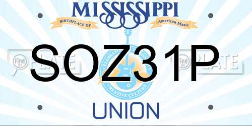 SOZ31P Mississippi License Plate