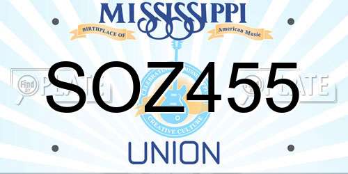 SOZ455 Mississippi License Plate