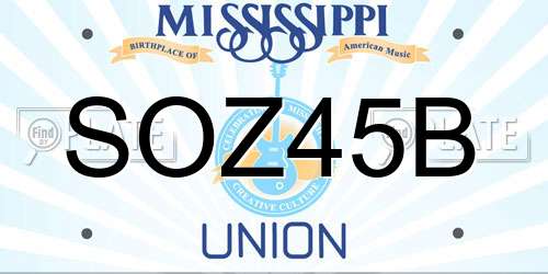 SOZ45B Mississippi License Plate
