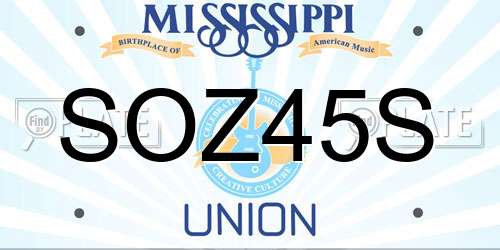 SOZ45S Mississippi License Plate