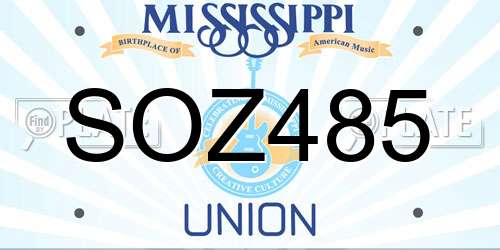 SOZ485 Mississippi License Plate