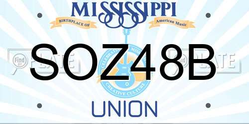 SOZ48B Mississippi License Plate