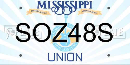 SOZ48S Mississippi License Plate