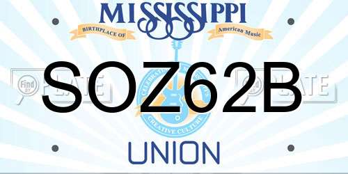 SOZ62B Mississippi License Plate